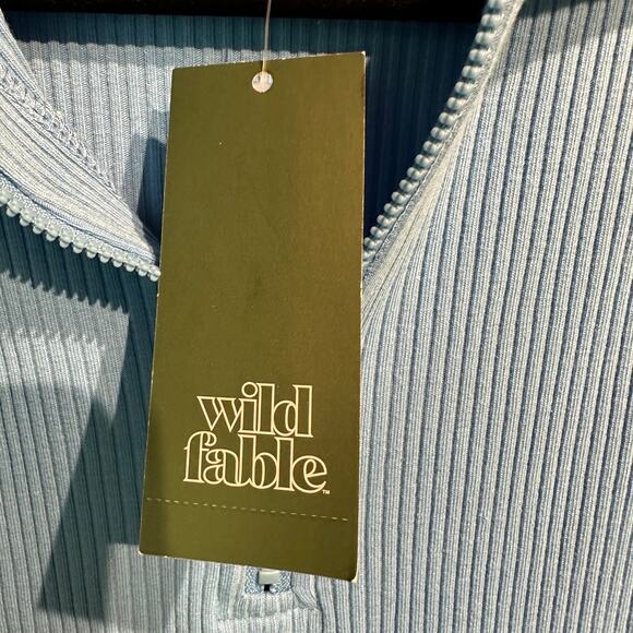 NWT Wild Fable Size Small Ribbed Knit Micro Mini Dress Blue Beach Cruise Rave - Picture 7 of 8